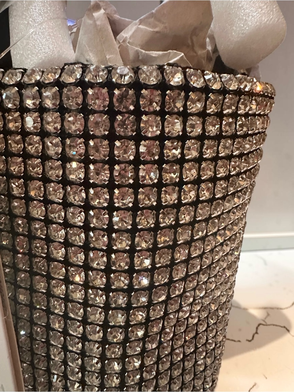 Caleesa Silver Rhinestone Mini Bucket Evening Bag - Picture 3 of 10